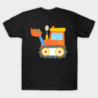 Orange Excavator Bulldozer Construction Machinery for Kids T-Shirt